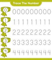 Trace the number. Tracing number with Scarf. Educational children game, printable worksheet, vector illustration