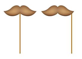 Mustache with wooden stick on white background vector