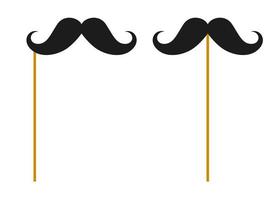 Mustache with wooden stick on white background vector