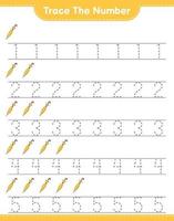 Trace the number. Tracing number with Umbrella. Educational children game, printable worksheet, vector illustration