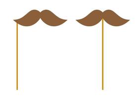 Mustache with wooden stick on white background vector