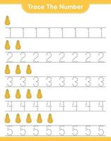 Trace the number. Tracing number with Butternut Squash. Educational children game, printable worksheet, vector illustration