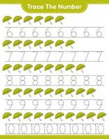 Trace the number. Tracing number with Umbrella. Educational children game, printable worksheet, vector illustration