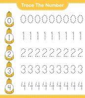 Trace the number. Tracing number with Butternut Squash. Educational children game, printable worksheet, vector illustration
