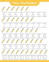 Trace the number. Tracing number with Umbrella. Educational children game, printable worksheet, vector illustration