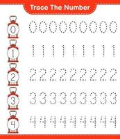 Trace the number. Tracing number with Lantern. Educational children game, printable worksheet, vector illustration