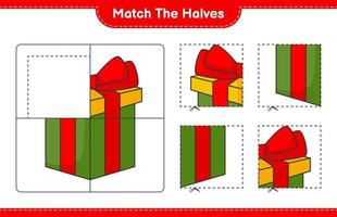 Match the halves. Match halves of Ribbon. Educational children game, printable worksheet, vector illustration