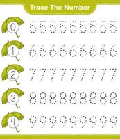 Trace the number. Tracing number with Umbrella. Educational children game, printable worksheet, vector illustration