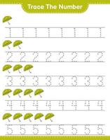 Trace the number. Tracing number with Umbrella. Educational children game, printable worksheet, vector illustration