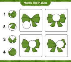 Match the halves. Match halves of Ribbon. Educational children game, printable worksheet, vector illustration