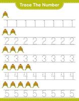 Trace the number. Tracing number with Hat. Educational children game, printable worksheet, vector illustration