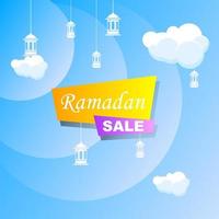 Ramadan Kareem set poster sale and label price tag design with colorfull gradient color vector