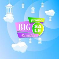 Ramadan Kareem set poster sale and label price tag design with colorfull gradient color vector