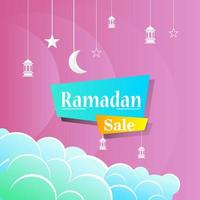 Ramadan Kareem set poster sale and label price tag design with colorfull gradient color vector