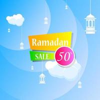 Ramadan Kareem set poster sale and label price tag design with colorfull gradient colo vector