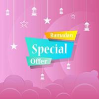 Ramadan Kareem set poster sale and label price tag design with colorfull gradient color vector