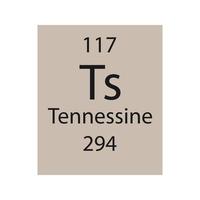 Tennessine symbol. Chemical element of the periodic table. Vector illustration.