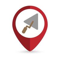 Map pointer with Trowel icon. Vector illustration.