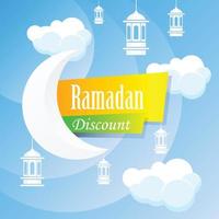 Ramadan Kareem set poster sale and label price tag design with colorfull gradient color vector