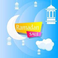 Ramadan Kareem set poster sale and label price tag design with colorfull gradient color vector