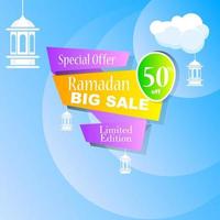 Ramadan Kareem set poster sale and label price tag design with colorfull gradient color vector