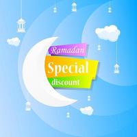 Ramadan Kareem set poster sale and label price tag design with colorfull gradient color vector