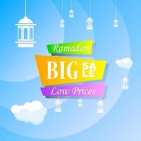 Ramadan Kareem set poster sale and label price tag design with colorfull gradient color vector