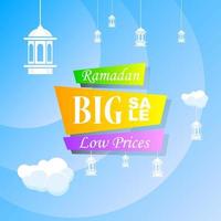 Ramadan Kareem set poster sale and label price tag design with colorfull gradient color vector