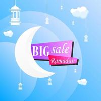 Ramadan Kareem set poster sale and label price tag design with colorfull gradient color vector