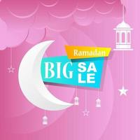 Ramadan Kareem set poster sale and label price tag design with colorfull gradient color vector