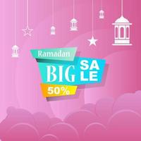 Ramadan Kareem set poster sale and label price tag design with colorfull gradient color vector