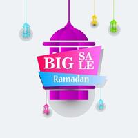 Ramadan Kareem set poster sale and label price tag design with colorfull gradient color vector