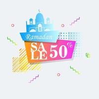 Ramadan Kareem set poster sale and label price tag design with colorfull gradient color vector