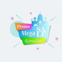 Ramadan Kareem set poster sale and label price tag design with colorfull gradient color vector