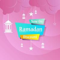 Ramadan Kareem set poster sale and label price tag design with colorfull gradient color vector