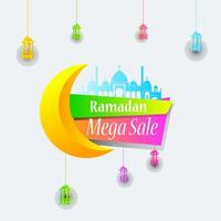 Ramadan Kareem set poster sale and label price tag design with colorfull gradient color vector