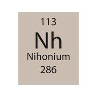 Nihonium symbol. Chemical element of the periodic table. Vector illustration.