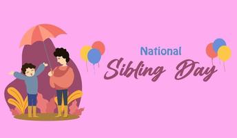 National sibling day concept banner, simple web page design for National sibling day, horizontal banner cover design, Sibling vector illustration