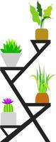 soporte de plantas para el diseño de jardines interiores, ilustración de vectores de estantes de plantas