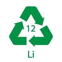 Battery recycling symbol 12 Li. Vector illustration