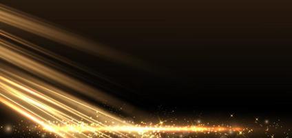 Abstract elegant gold glowing with lighting effect sparkle on black background. Template premium award design. vector