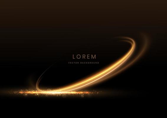 Abstract luxury golden glitter effect glowing on black background with lighting effect sparkle. Template premium award ceremony design.