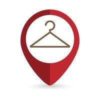 Map pointer with hanger icon. Vector illustration.