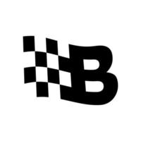 logotipo inicial de la carrera de la bandera b vector