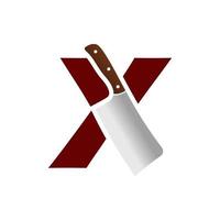 Initial X Chinese Knife vector