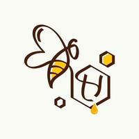 logotipo inicial de la abeja h vector