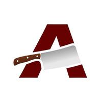 Initial A Chinese Knife vector