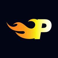 Initial P Flame Logo vector