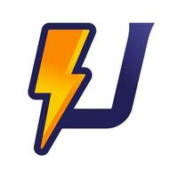 Initial U Thunder logo vector