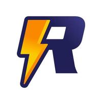 logotipo inicial de r trueno vector